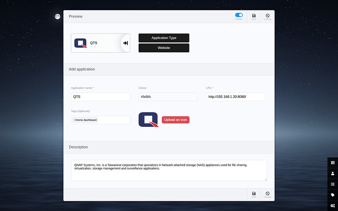 Adding a QNAP tile in Heimdall