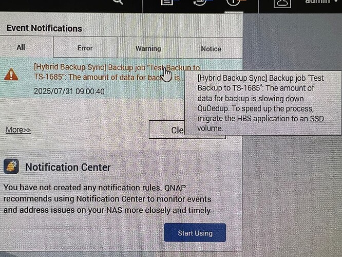 backup warning
