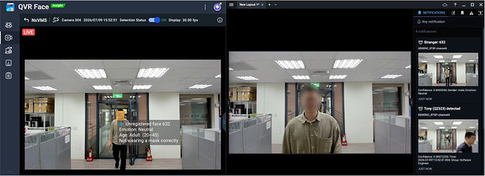 Enjoy real-time detection results from QVR Face on your Nx Witness.