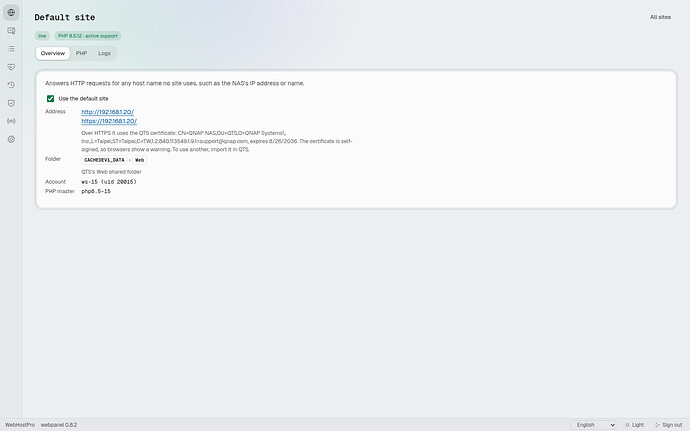 WebHostPro Default site settings