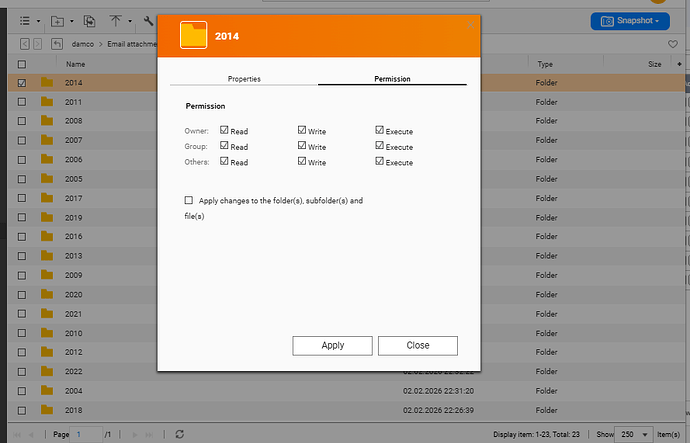 Subfolder permission