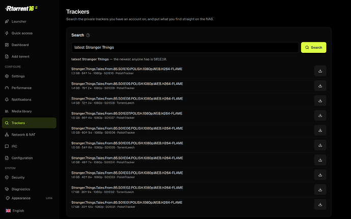 Tracker search